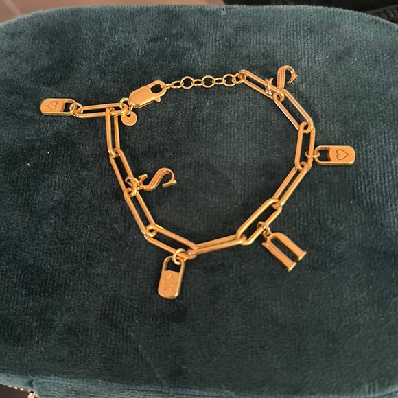 Jewelry - Paperclip adjustable bracelet charms 18k gold over 925 sterling silver